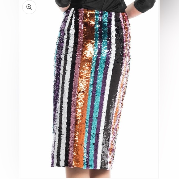 Grey Lab • Multicolor Cocktail Sequin Striped Pencil Skirt S NWOT - Picture 3 of 4